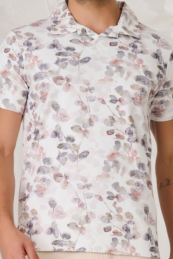 Autumn Foliage Cuban T-Shirt - White