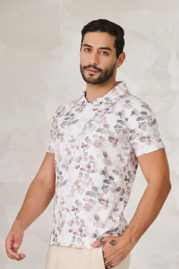 Autumn Foliage Cuban T-Shirt - White