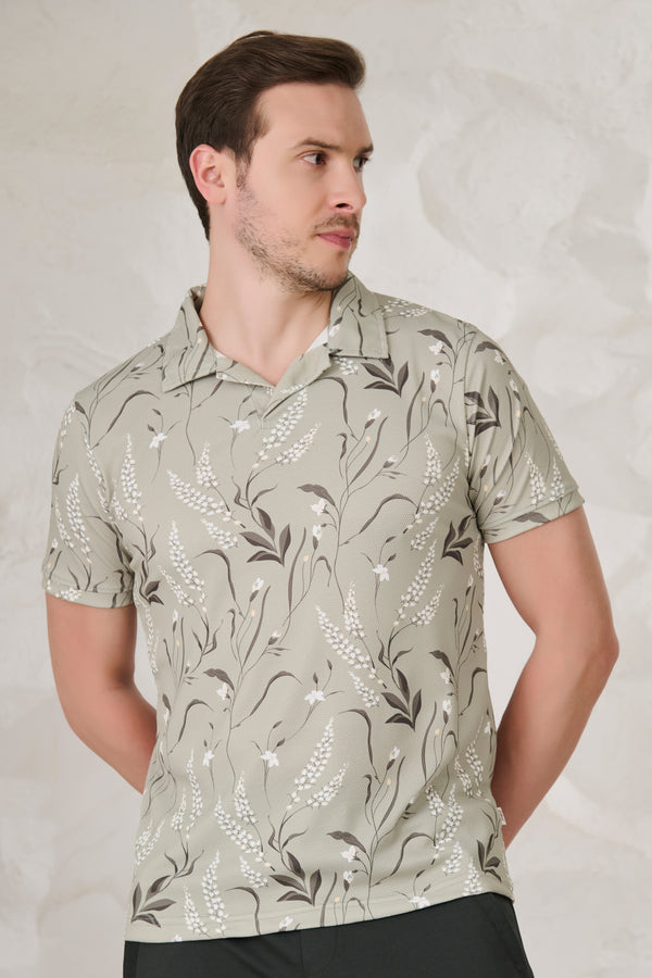 Fern and Petals Cuban T-Shirt - Pista