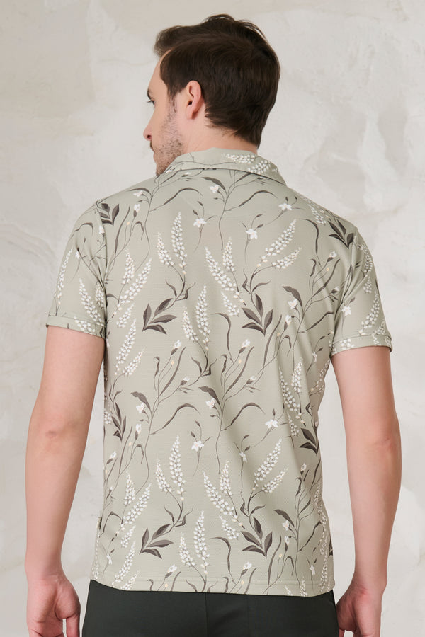 Fern and Petals Cuban T-Shirt - Pista