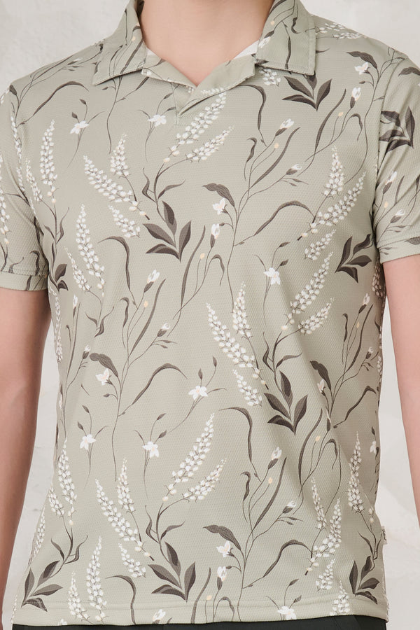 Fern and Petals Cuban T-Shirt - Pista