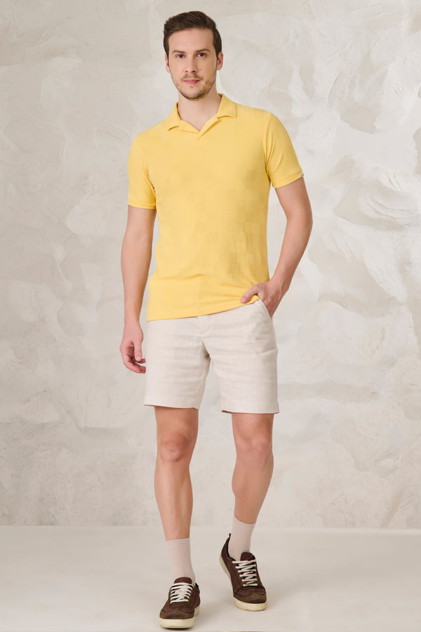 Square Textures Cuban T-Shirt - Yellow