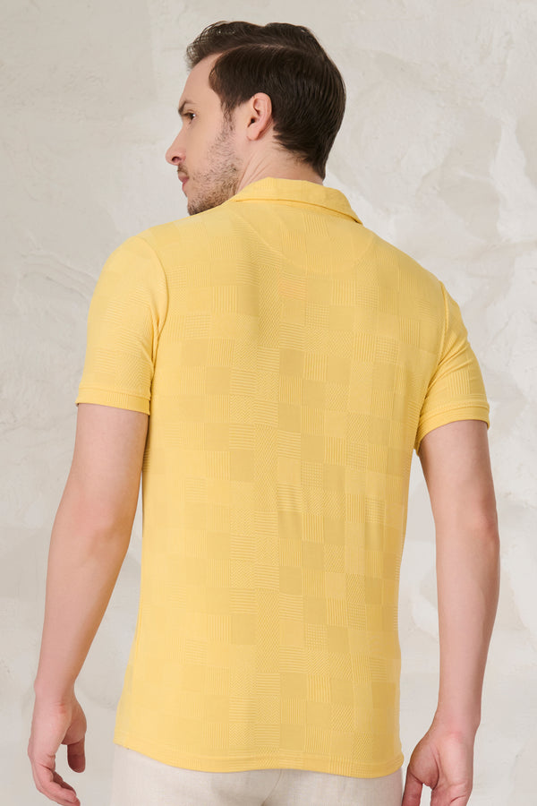 Square Textures Cuban T-Shirt - Yellow