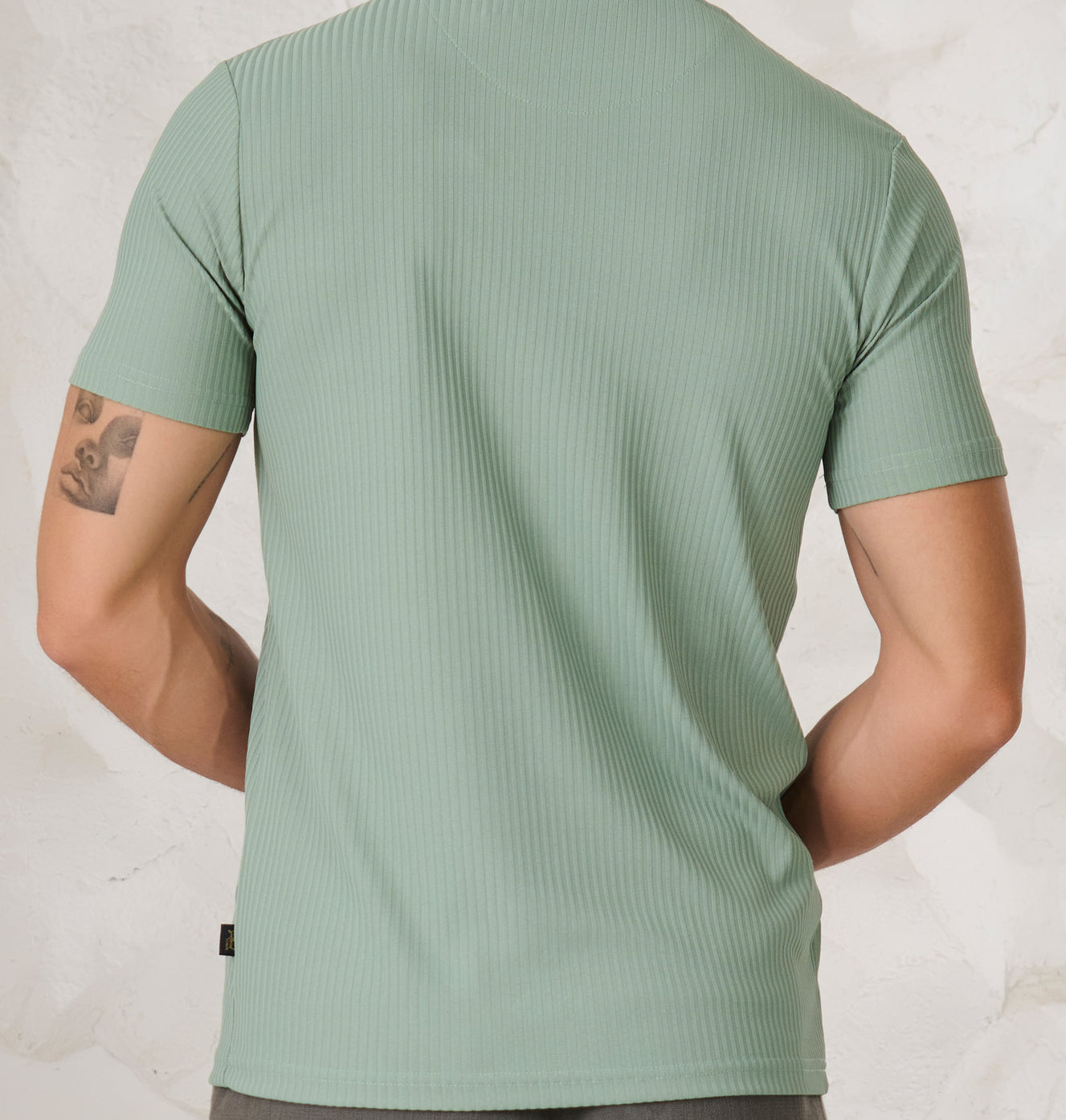 Pin Stripe Textured T-Shirt - Pista