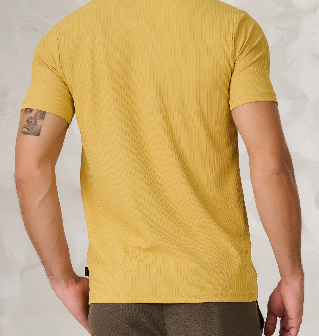 Pin Stripe Textured T-Shirt - Mustard