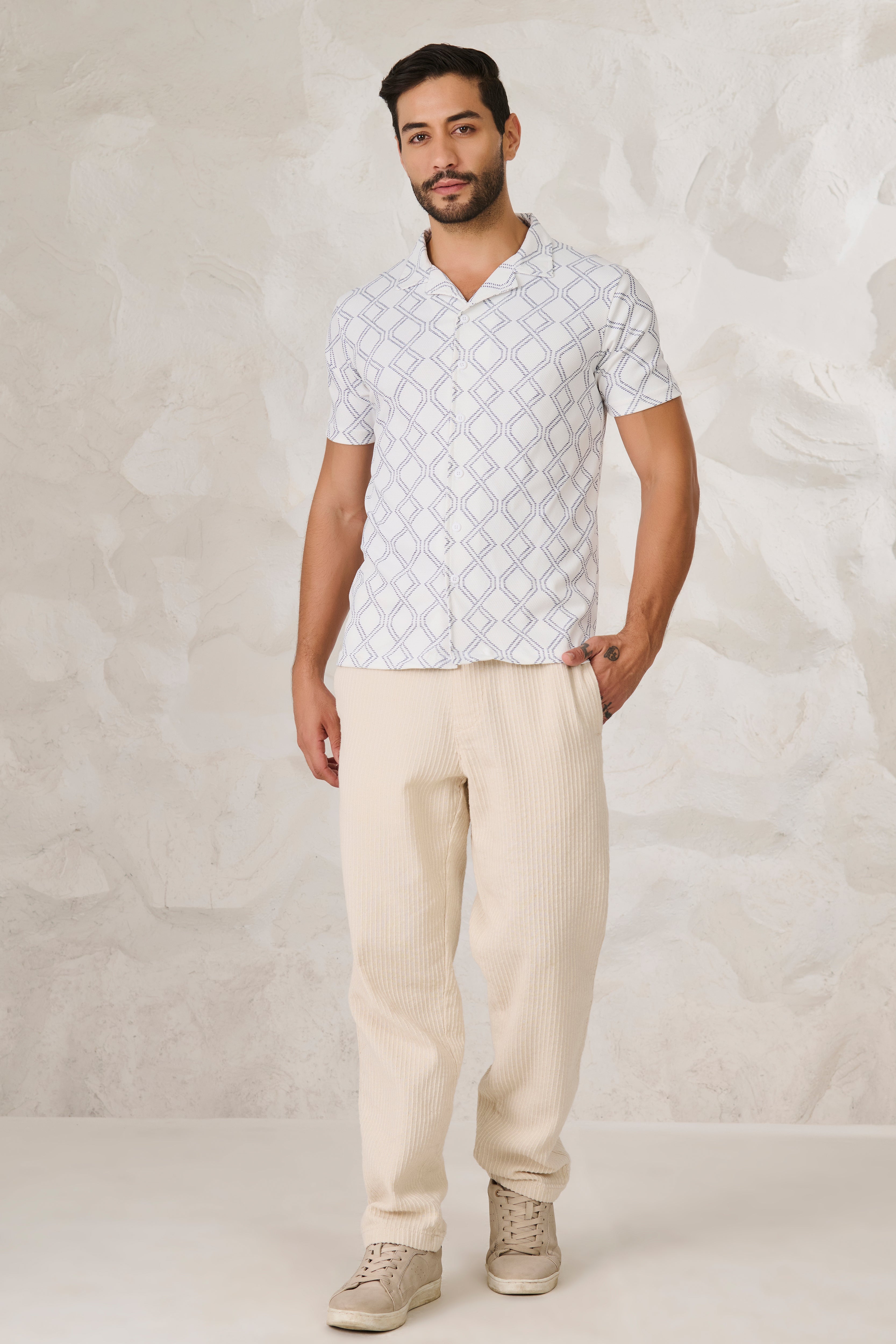 Buy Helical Cuban Shirt - White Online Shopping view 5