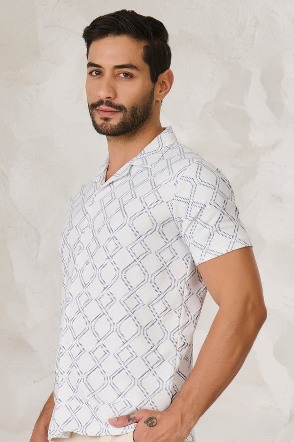 Helical Cuban Shirt - White