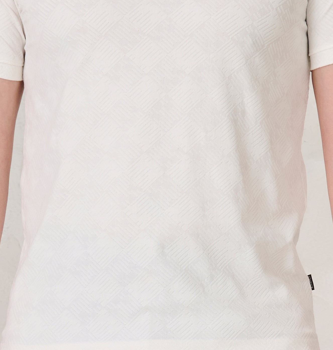 Square Tiles Textured Cuban T-Shirt -  White