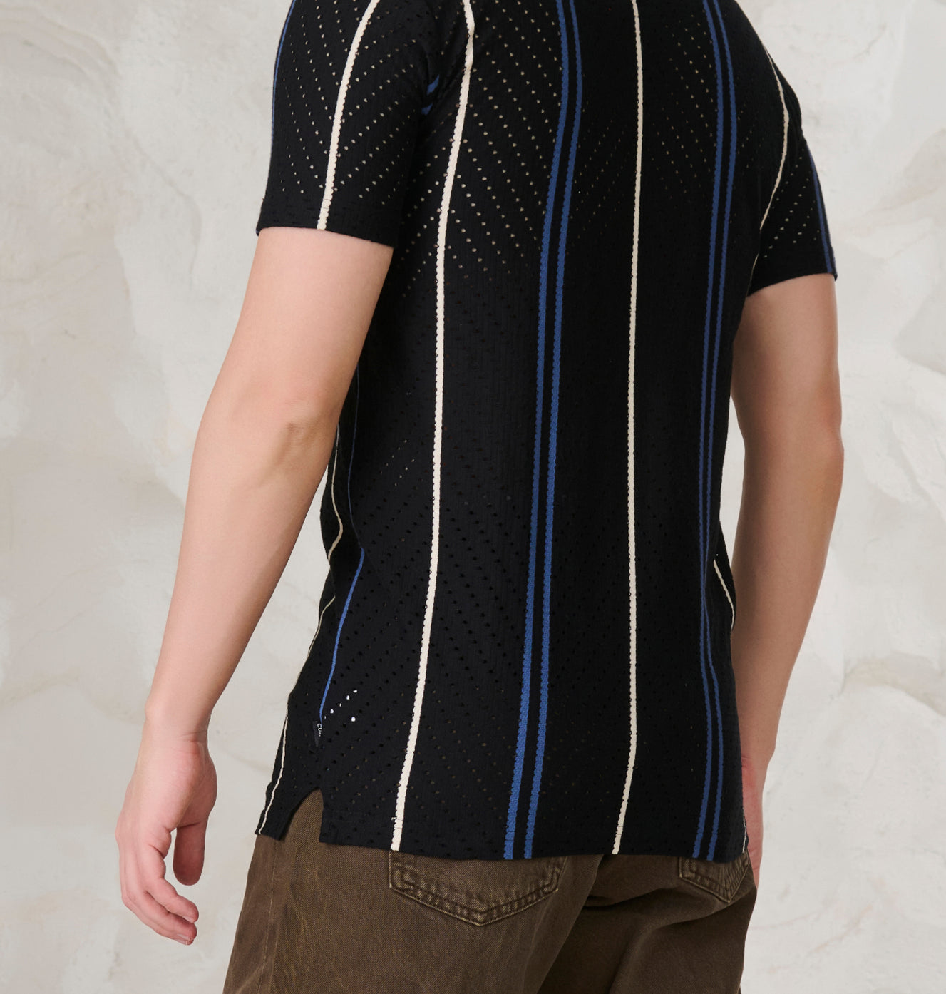 Herringbone Air Vents Cuban Shirt - Black