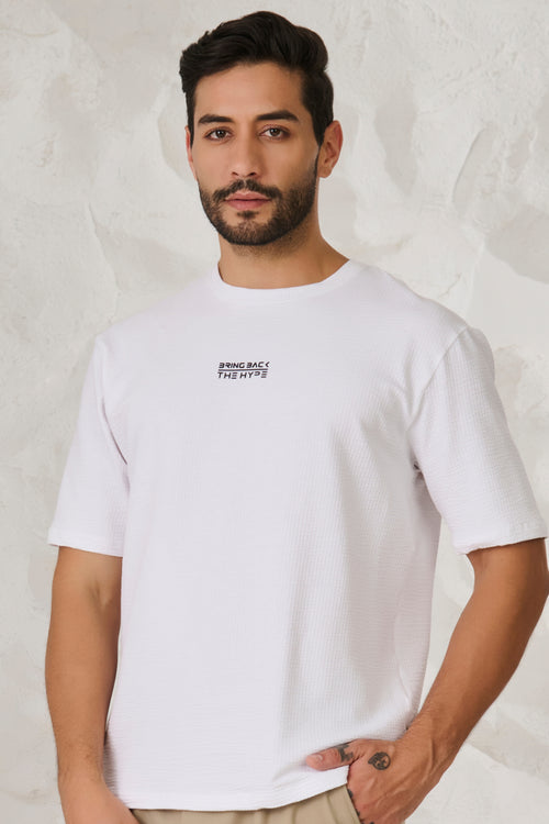 Seer Sucker Textured T-Shirt - White