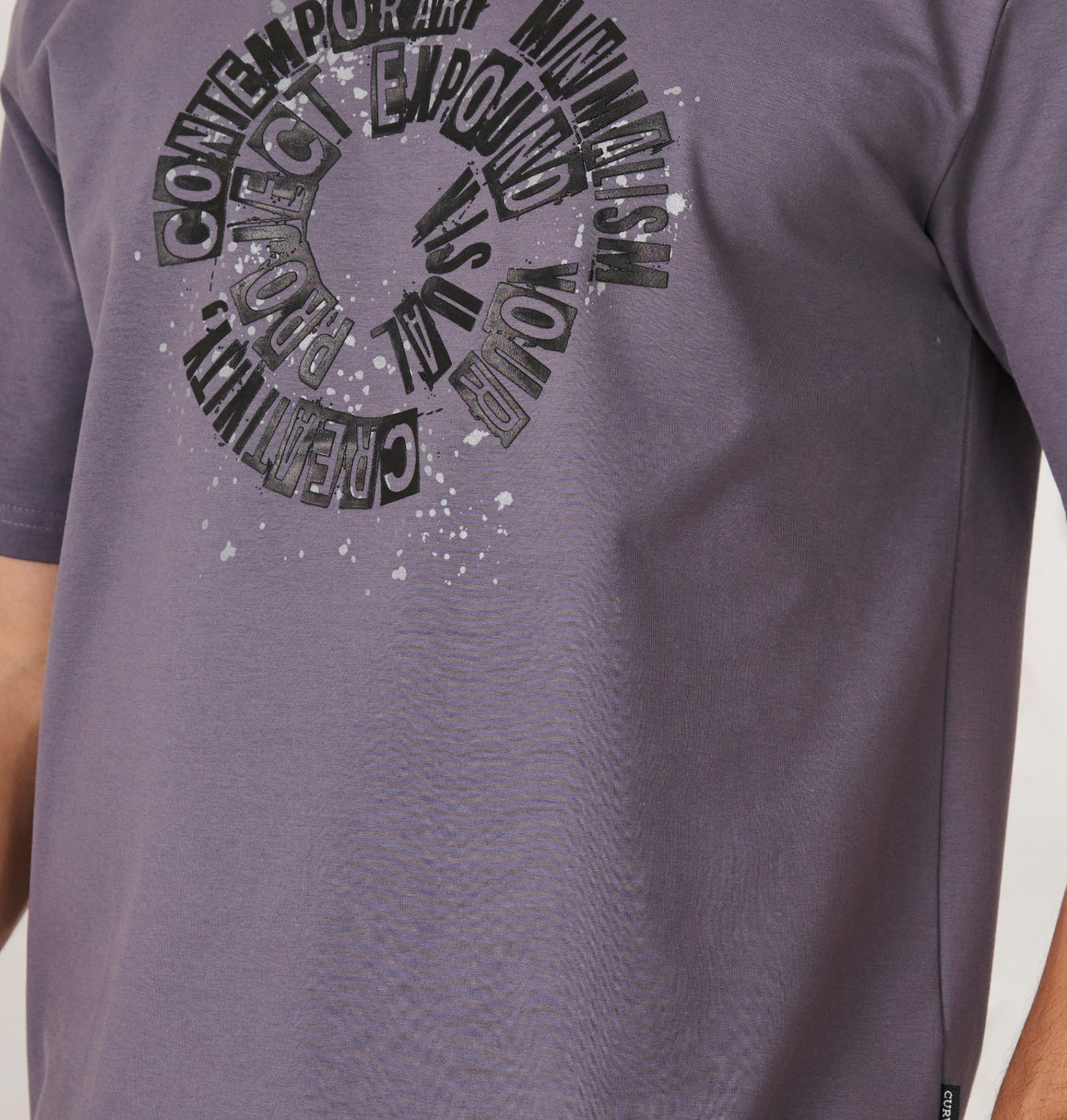 Contemporary Graphic Oversized Stretch T-Shirt - Dark Grey