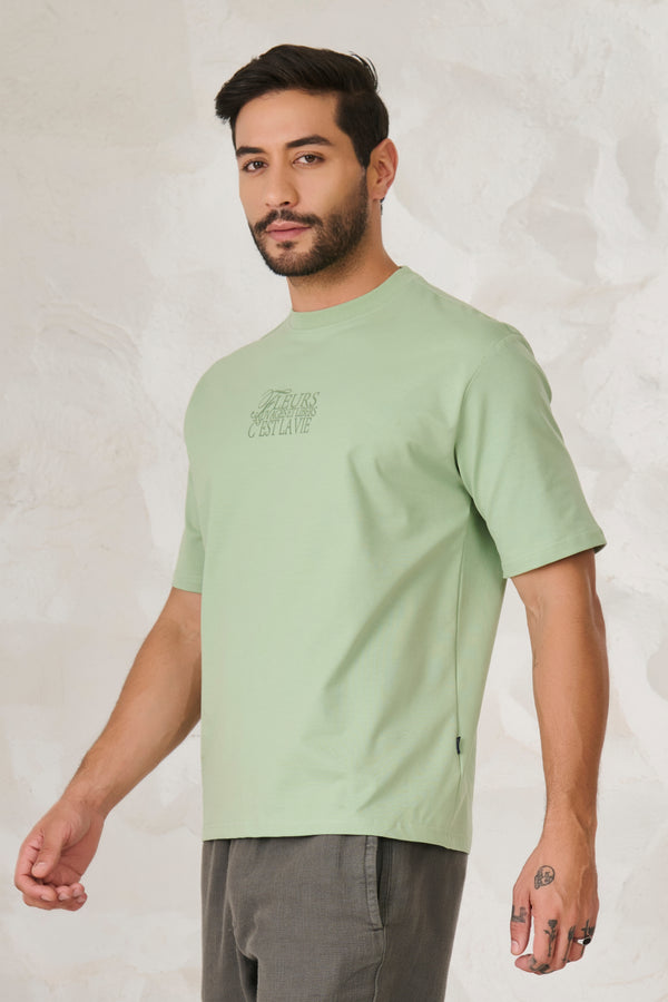 Paris Roses Graphic Oversized Stretch T-Shirt - Pista