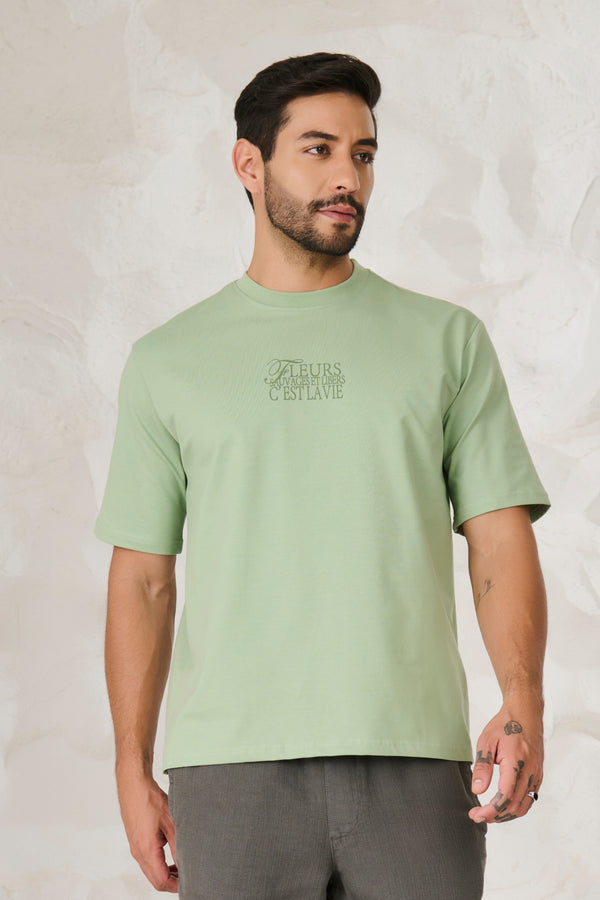 Paris Roses Graphic Oversized Stretch T-Shirt - Pista