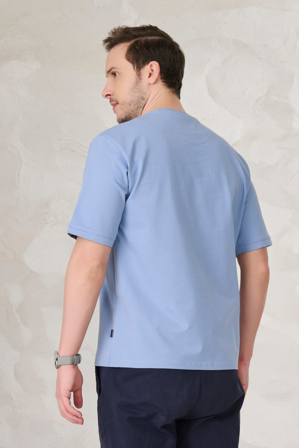 Row Graphic Oversized Stretch T-Shirt - Sky Blue