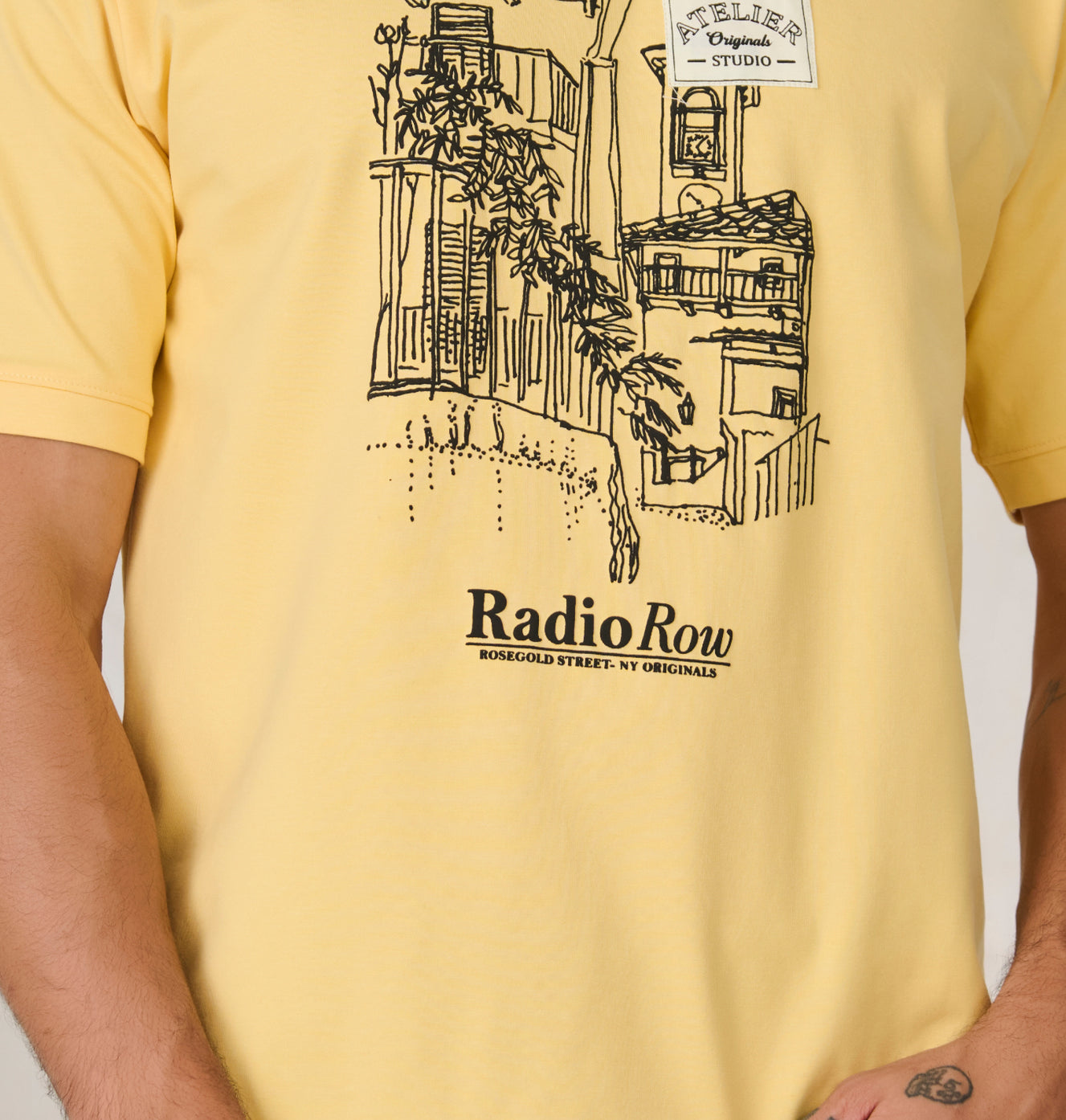Row Graphic Oversized Stretch T-Shirt - Yellow