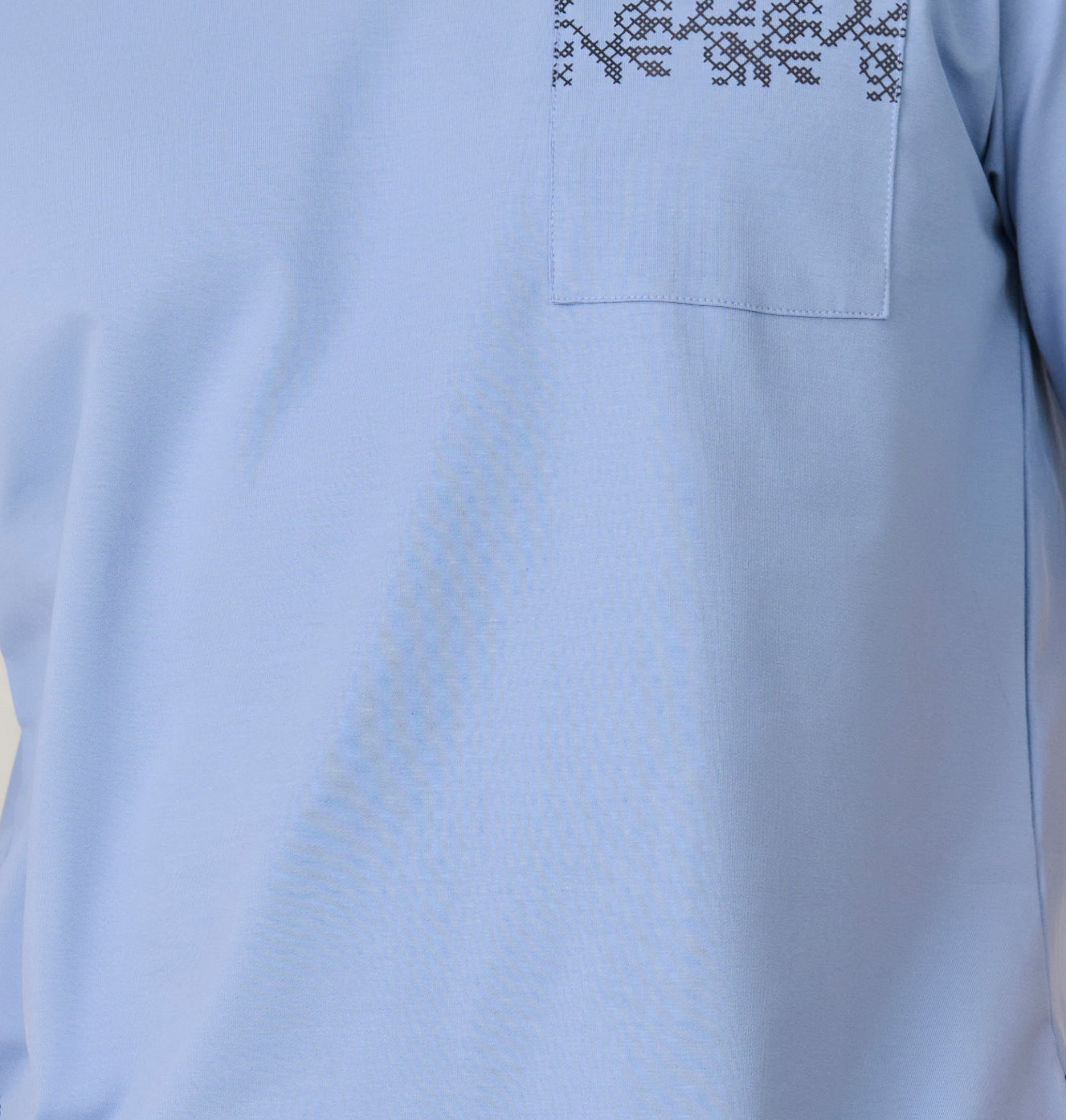 Ornaments Pocket Oversized Stretch T-Shirt - Sky