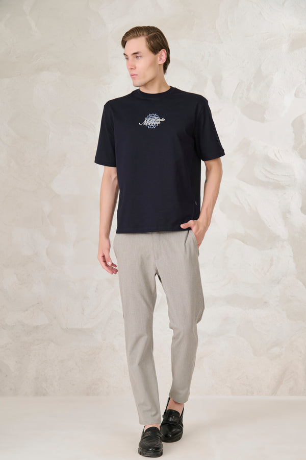 Milano Graphic Oversized Stretch T-Shirt - Navy