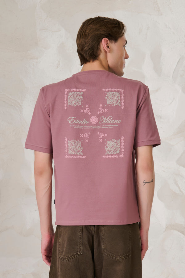 Milano Graphic Oversized Stretch T-Shirt	- Onion Pink