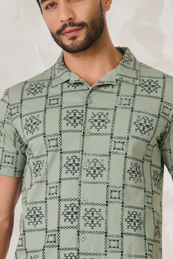 Ornaments Square Cuban Shirt - Pista