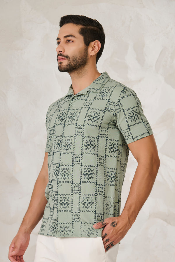 Ornaments Square Cuban Shirt - Pista