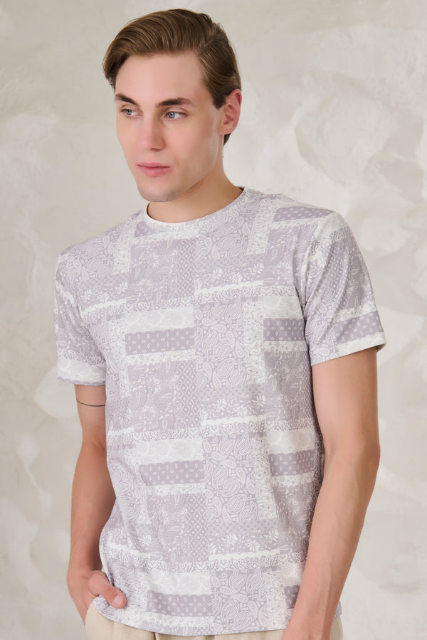 Paisley Collage T-Shirt - Grey