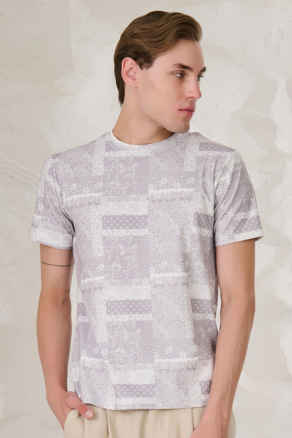 Paisley Collage T-Shirt - Grey