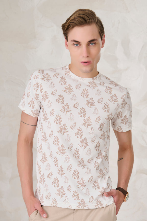 Brown Ferns T-Shirt - White