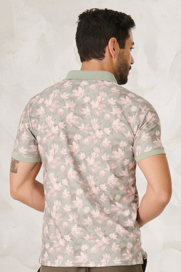 Painted Wildflowers Polo - Green
