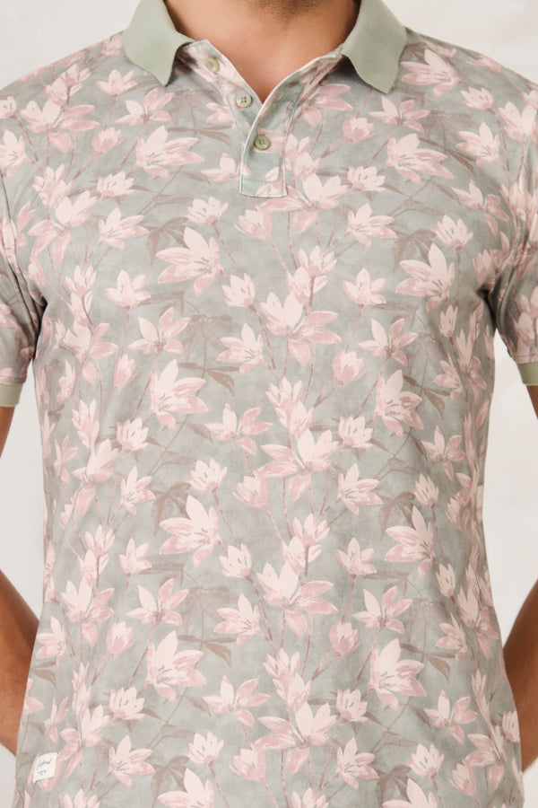 Painted Wildflowers Polo - Green