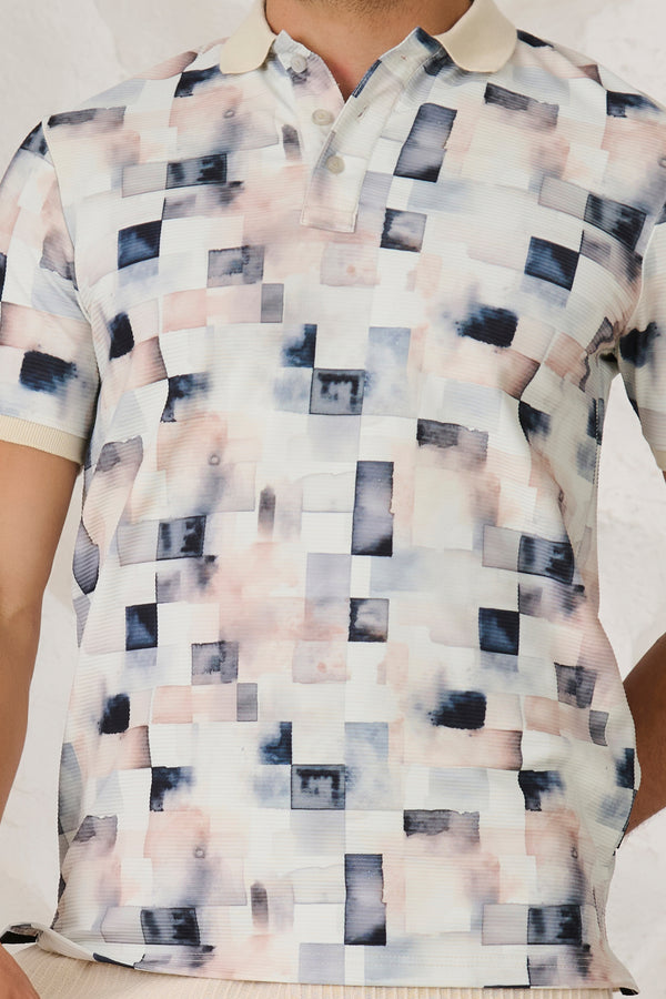 Painted Squares Polo - White