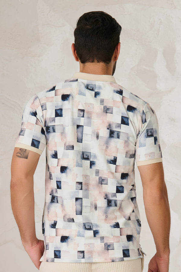 Painted Squares Polo - White