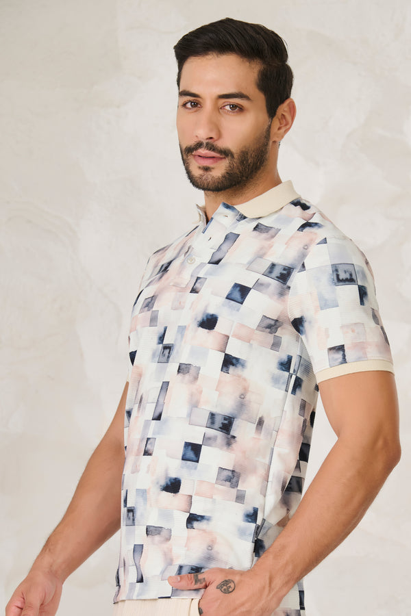 Painted Squares Polo - White