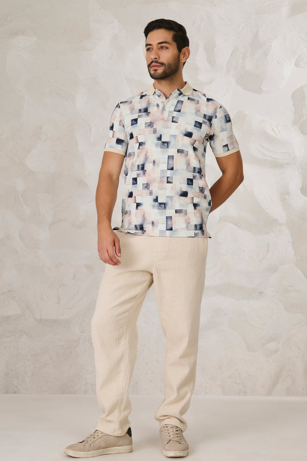 Painted Squares Polo - White