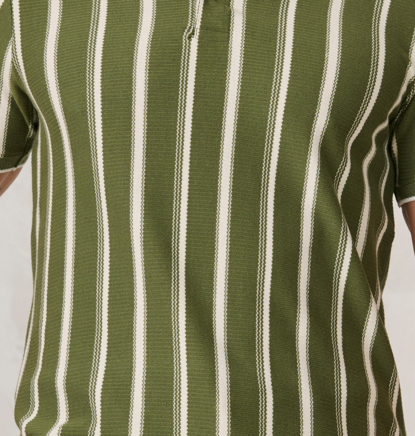 Broad Stripe Textured Polo - Green