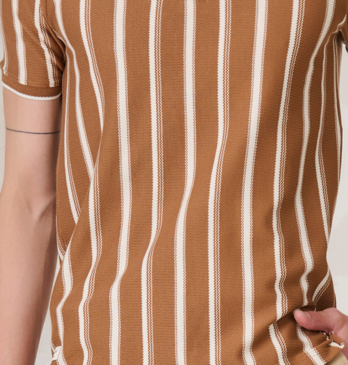 Broad Stripe Textured Polo - Mud