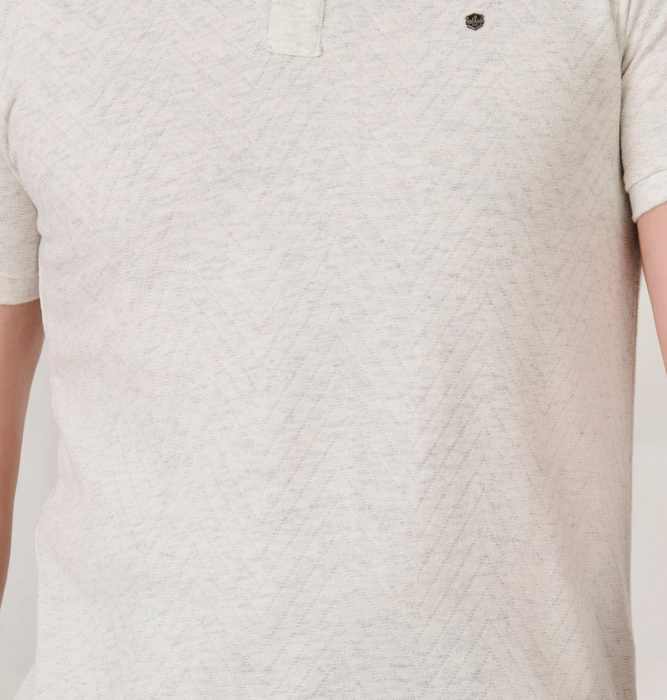 Long Waves Textured Polo - Snow Milange