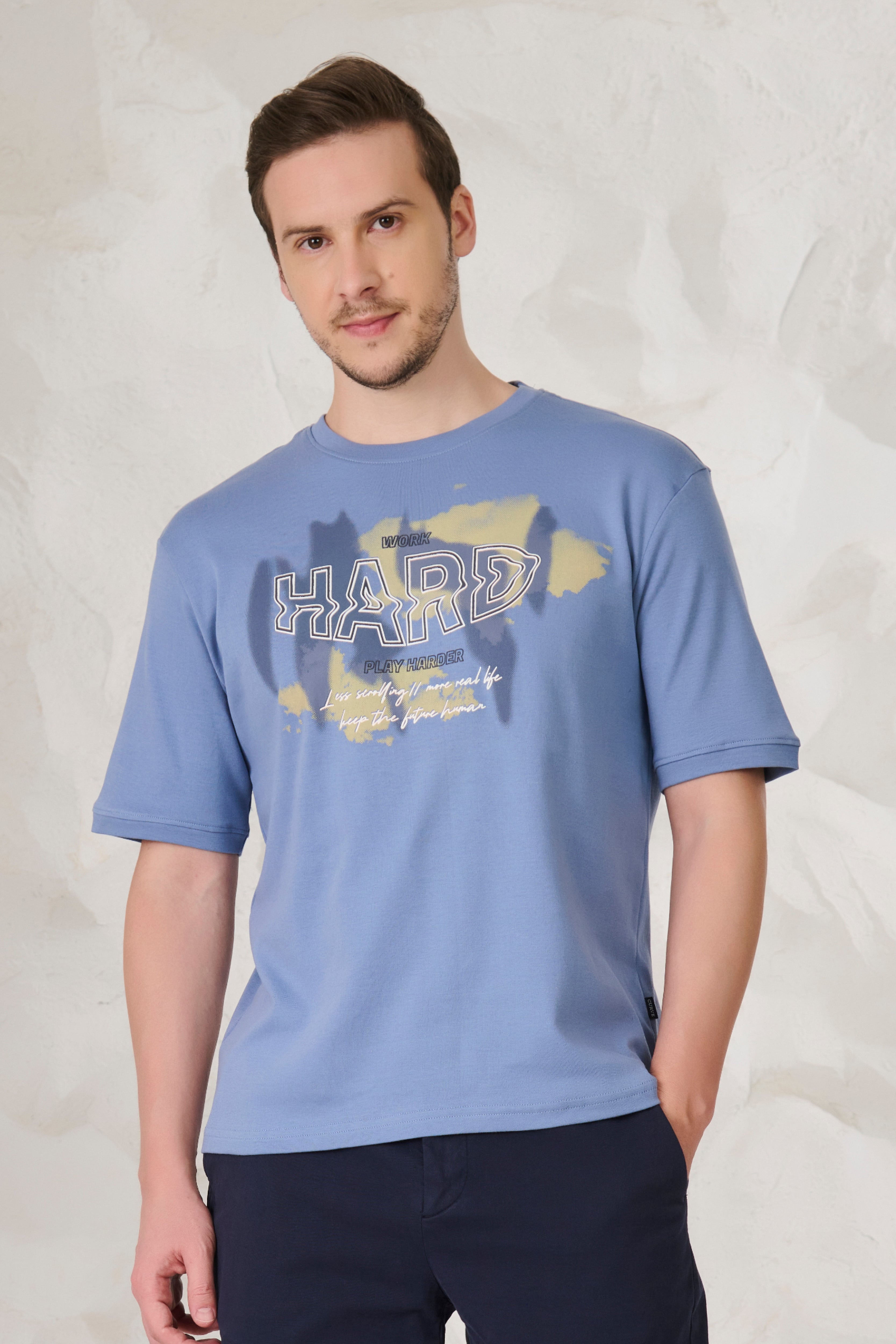 Buy Play Harder Graphics Oversized T-Shirt - Cool Gray Online Shopping view 1