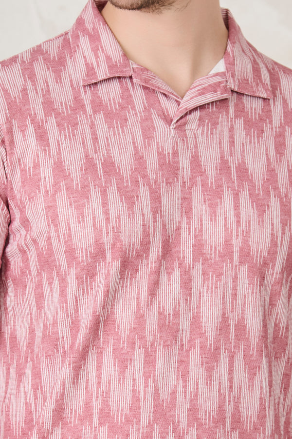 Ikat Cuban T-Shirt - Matt Red