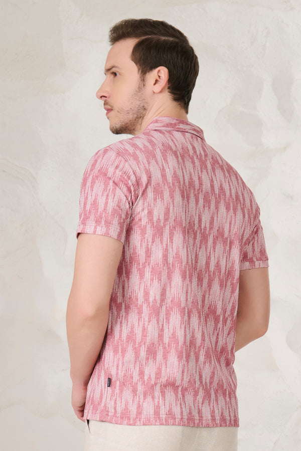 Ikat Cuban T-Shirt - Matt Red