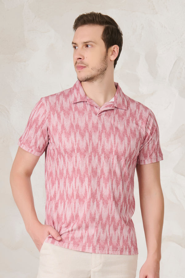 Ikat Cuban T-Shirt - Matt Red
