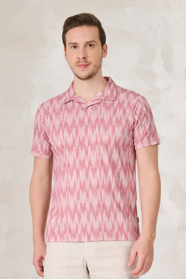 Ikat Cuban T-Shirt - Matt Red