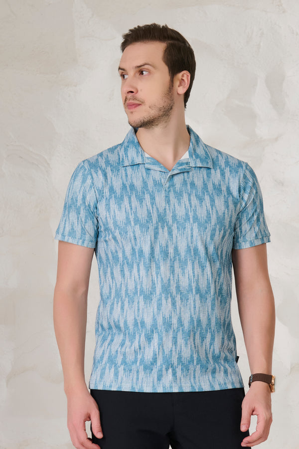 Ikat Cuban T-Shirt - Teal