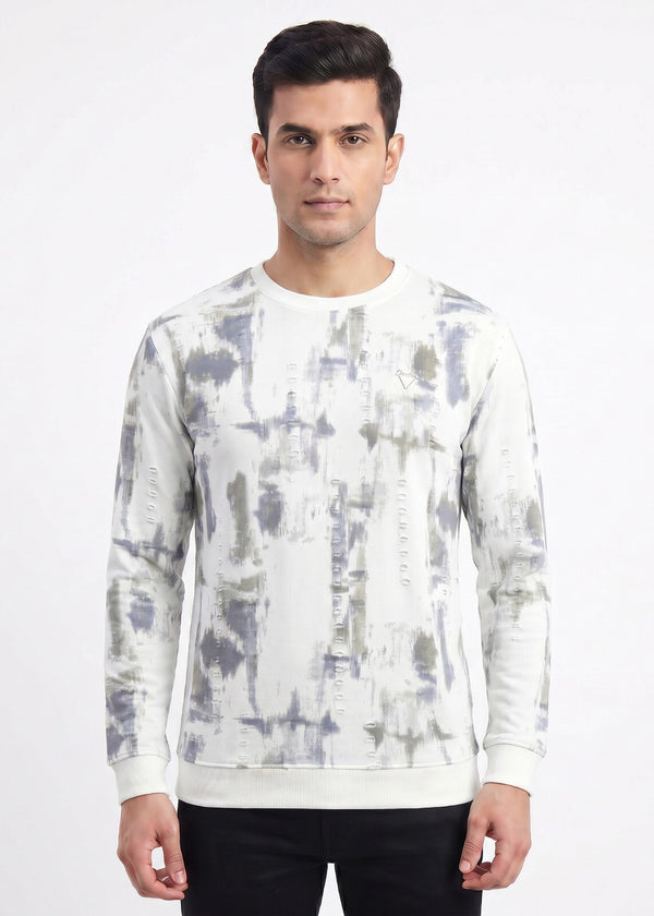 Abstract Brushstroke Printed Sweatshirt
