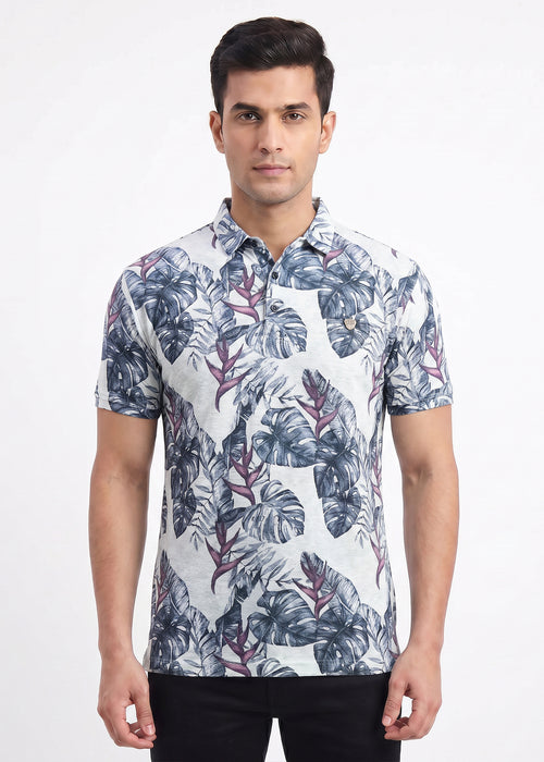 Tropical Leaf Polo T-Shirt