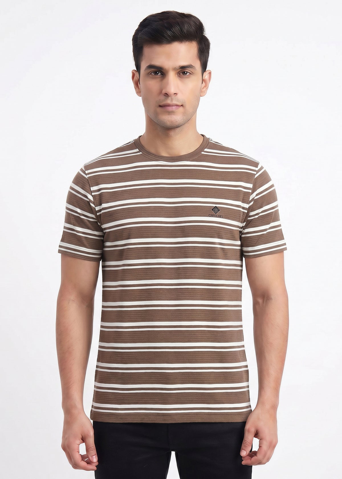 Buy Brown Classic Stripe T-Shirt Online Shopping view 1