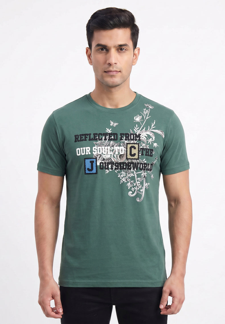 Olive floral-graphic-tshirt