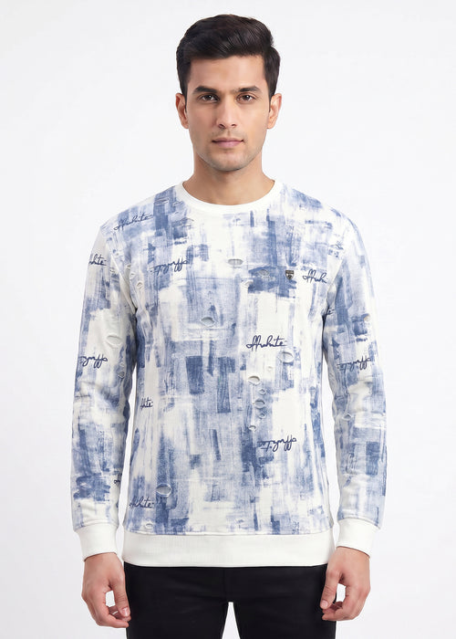 Blue Abstract Print Sweatshirt