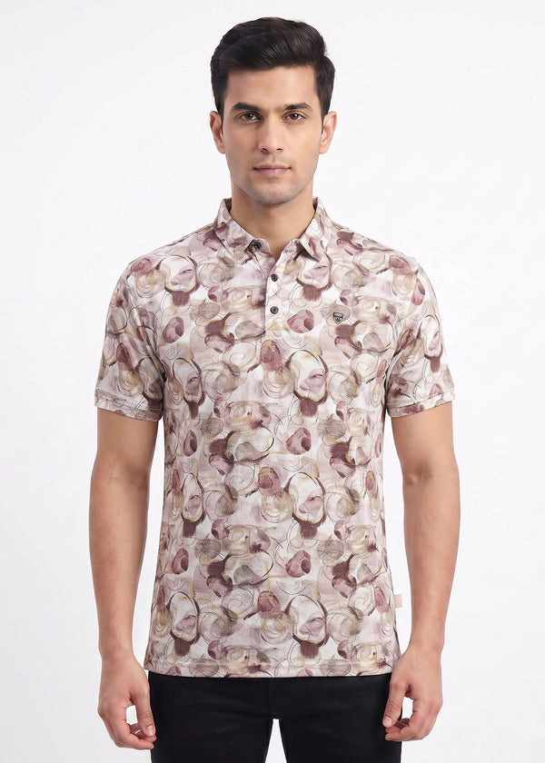 Abstract Floral Polo T-Shirt