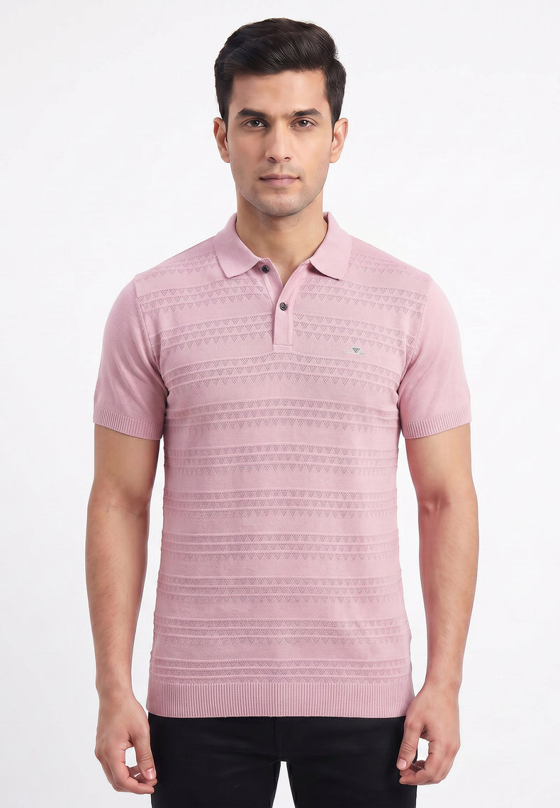 Orchid textured-knit-polo-tshirt