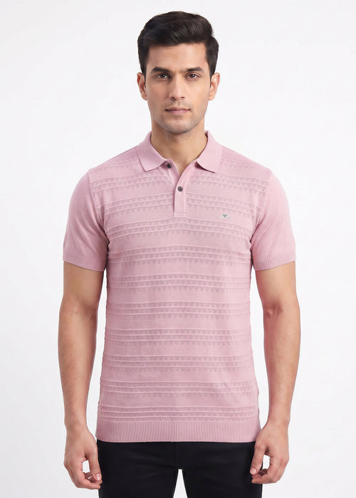 Orchid textured-knit-polo-tshirt